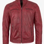 Red Racer Ionic Mens Real Full zippered Leather Jacket