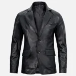 Mens Black Leather Blazer Jacket