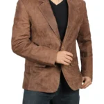 Brown Suede Mens Leather Blazer