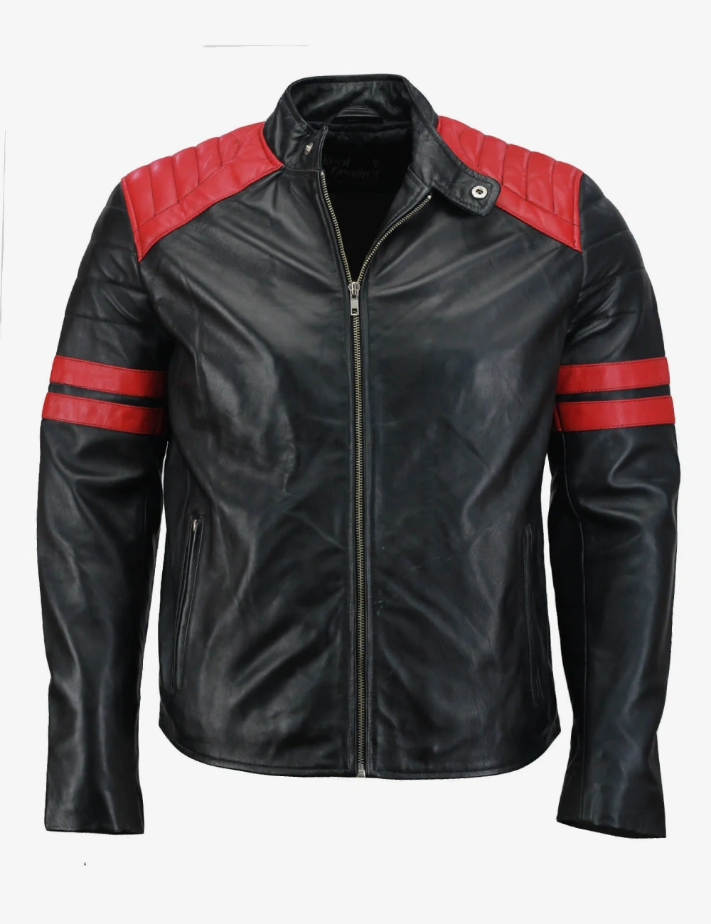 Red Black Leather Sportster Cafe Racer Jacket for Men