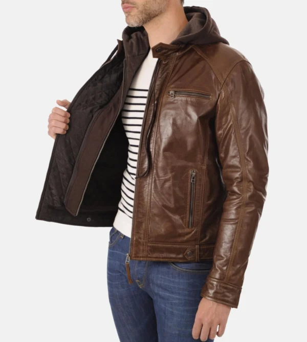 Stockley style mocca buffalo leather jacket