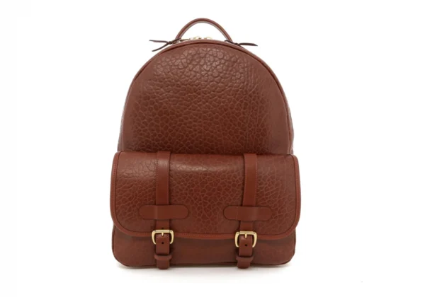 Shrunken Grain Leather Backpack Hampton with Zipper