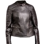 Bara Black Motorcycle Jacket For Women