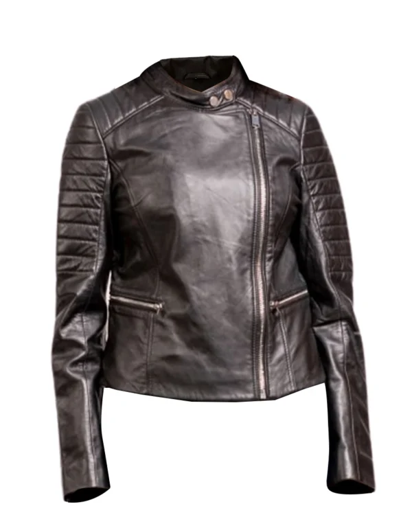 Bara Black Motorcycle Jacket For Women
