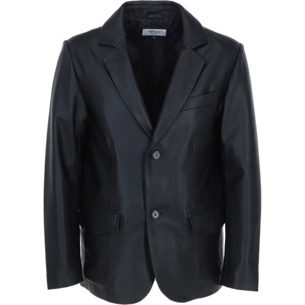 Premium Mens Leather Blazer Black