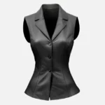 Ladies Casual Black Leather Vest