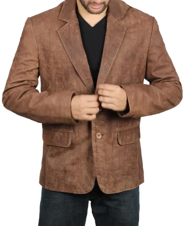 Stylish brown suede blazer