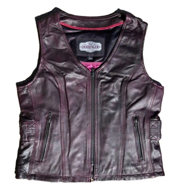 Womens Purple Leather Motorcycle Biker Vest