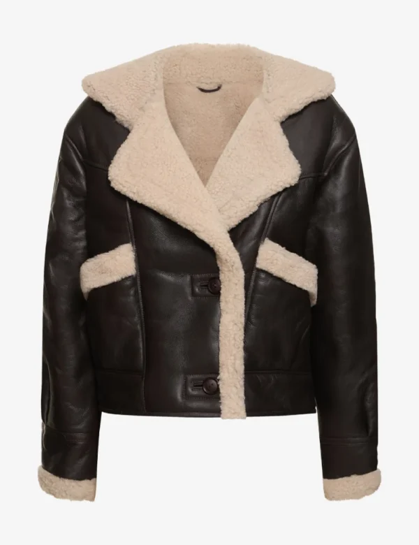 Womens Olive Mirage Chic Modern Shearling Jacket