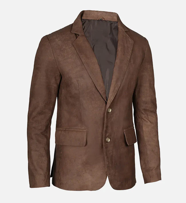 Mens Snuff Brown Leather Blazer