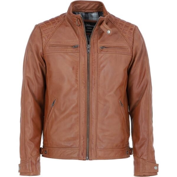 Waxed Tan Leather Motorcycle Jacket