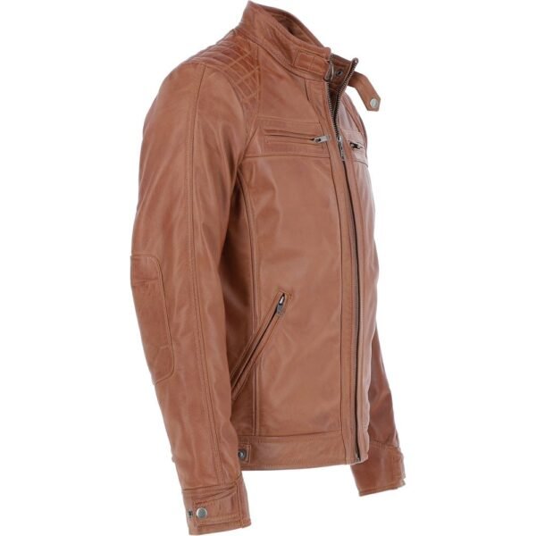 Tan Waxed Leather Motorcycle Jacket