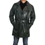 Mens Green Leather Stylish Coat