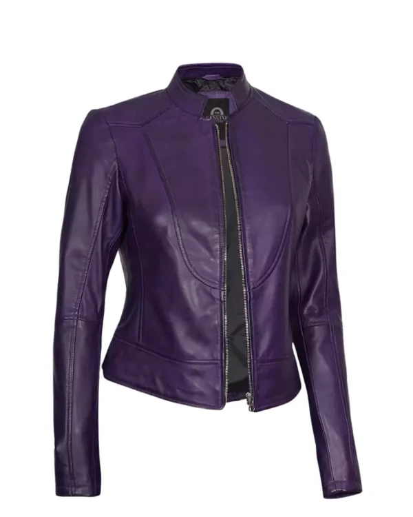 Trendy purple moto jacket