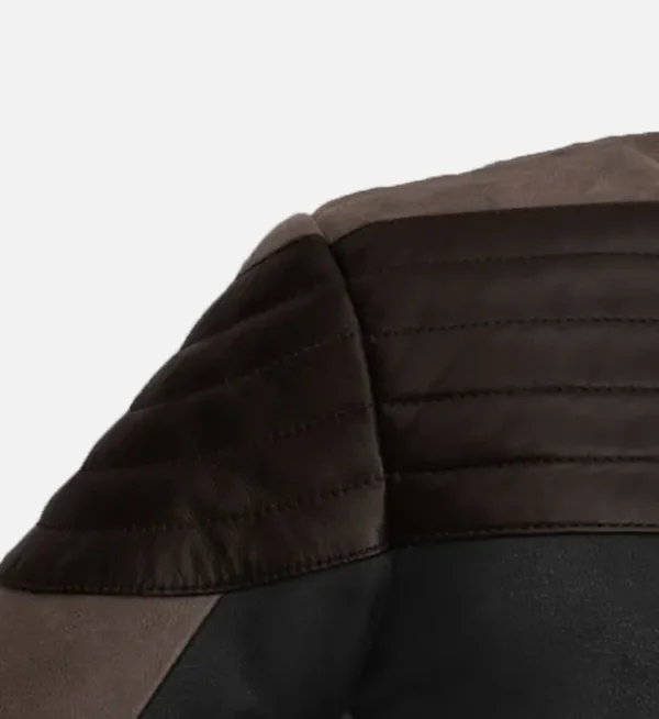 Two-tone leather coat men