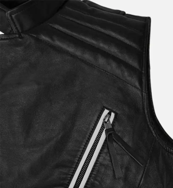 Vanguard black biker vest men