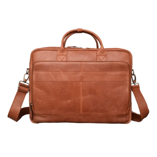 Leather Briefcase Laptop Bag Light Brown 14–16 inch