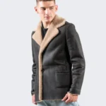Mens Black Sheepskin Shearling Leather Coat