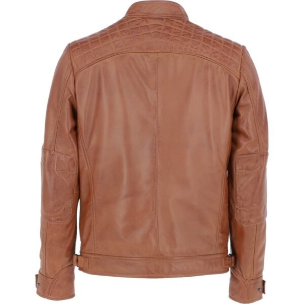 Waxed Leather Motorcycle Jacket Tan Color