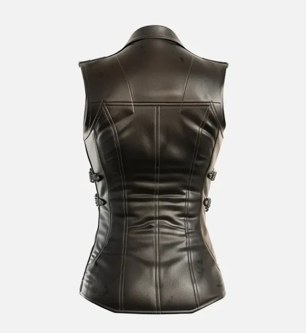 Womens black leather Claire vest