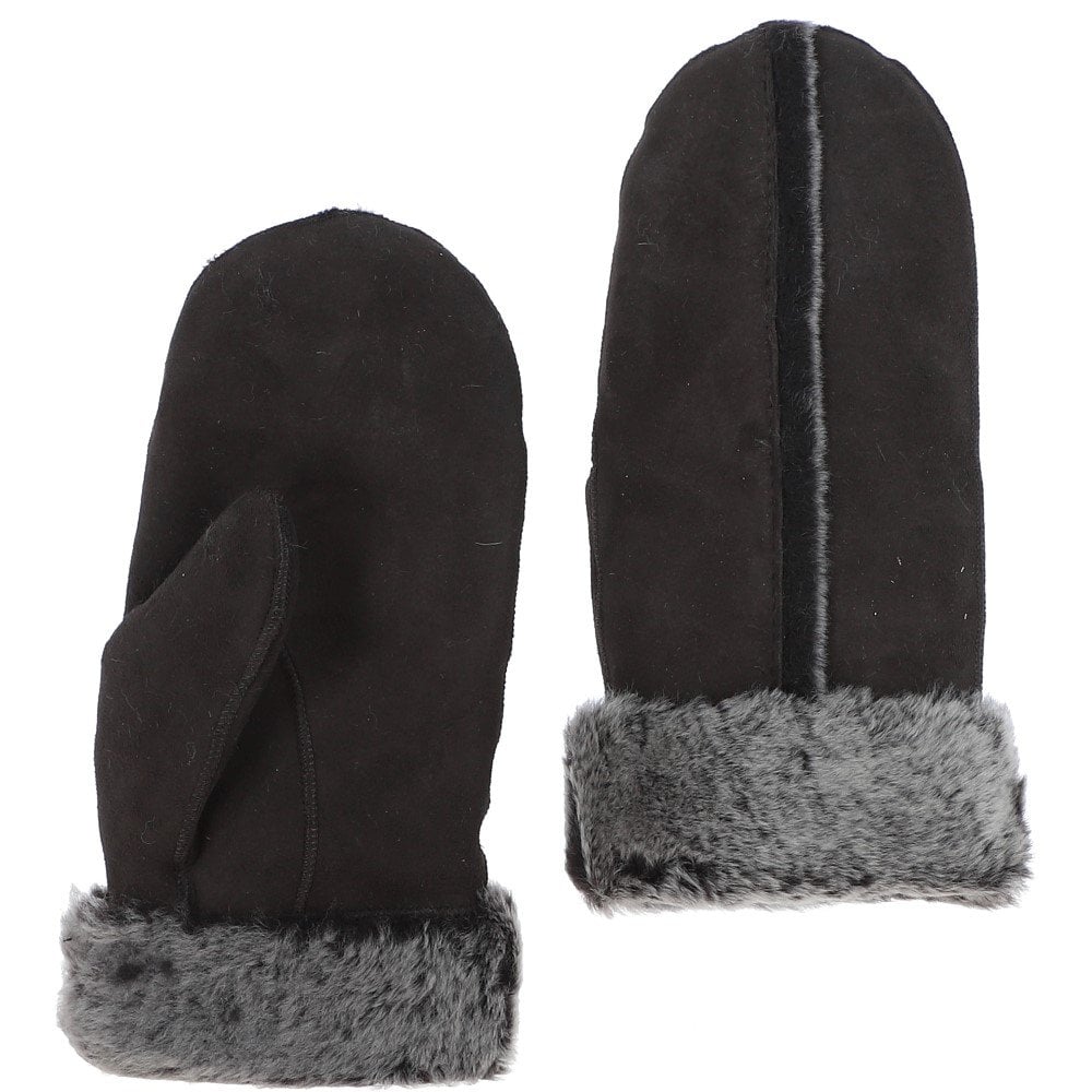 Brown Womens Leather Sheepskin Mittens