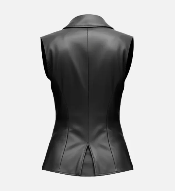 Womens casual black leather vest