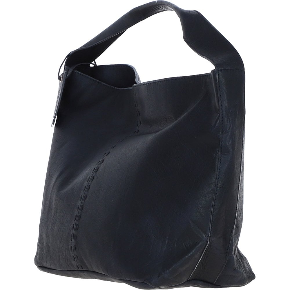 Soft Leather Deep Blue Hobo Shoulder Bag