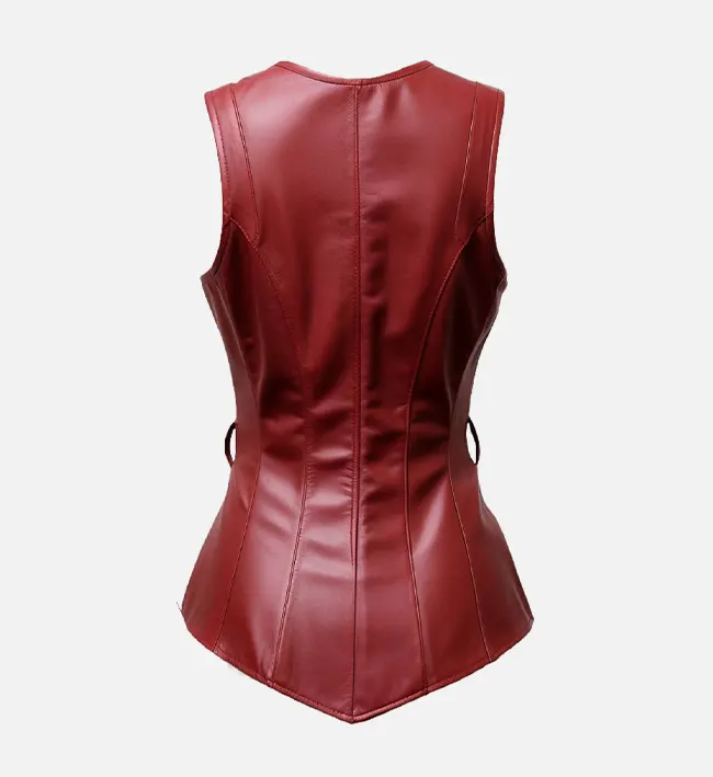Womens Stylish Burgundy Leather Vest