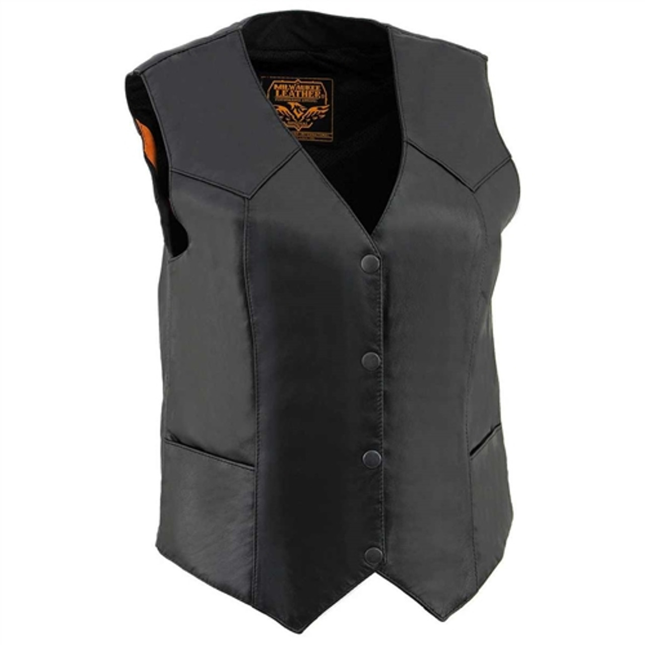 Classic Leather Motorcycle Vest for Womens