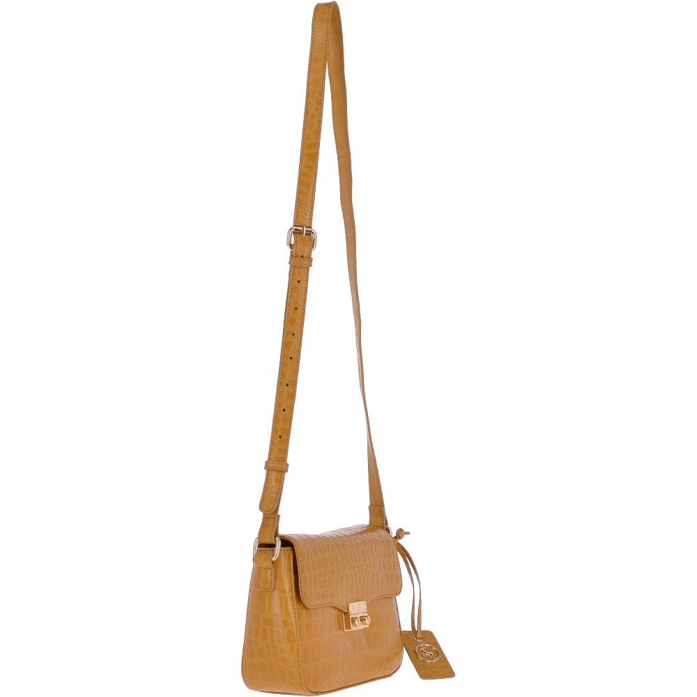 Womens yellow Crocodile Cross Body Bag