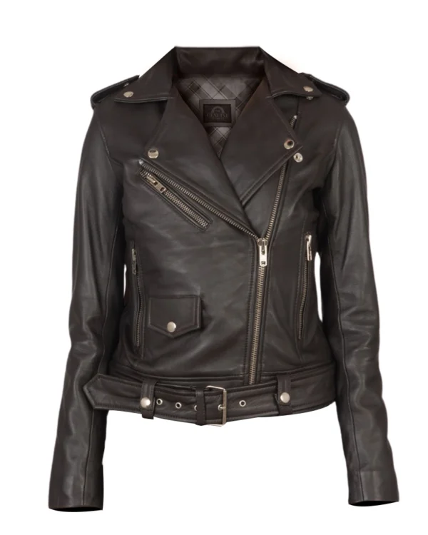 Women’s leather biker jacket