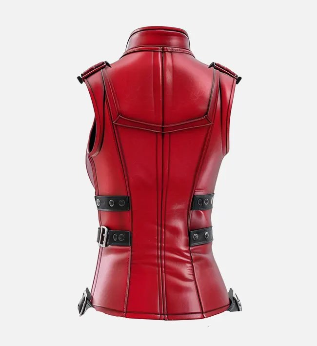 Sophie Red Leather Vest for Women