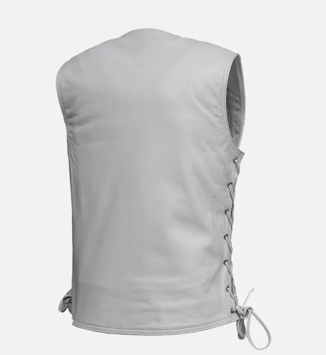 White Leather Vest for Women Riders