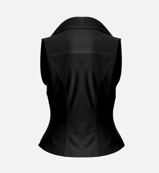 Ladies black suede biker vest