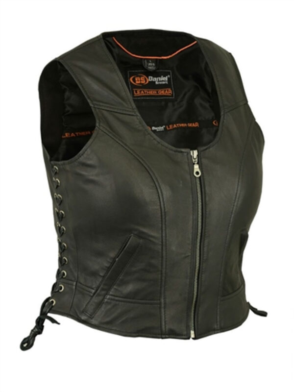 Zip-up biker vest for women
