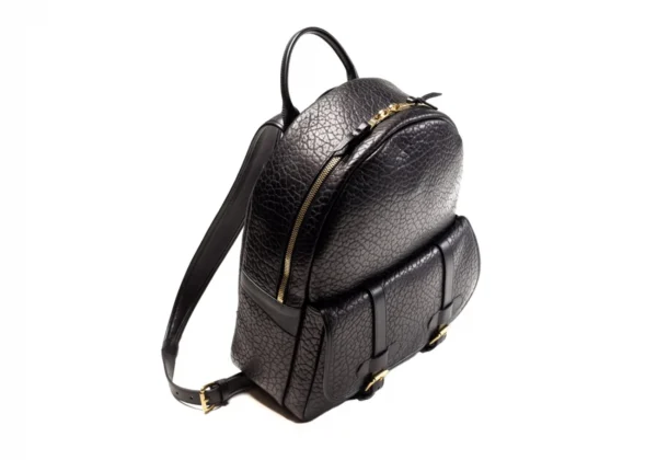 Zipper closure leather backpack