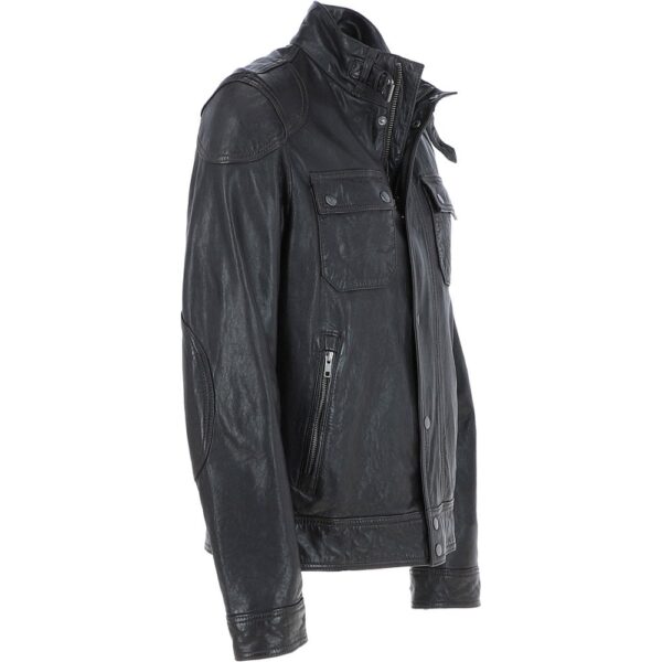 Black leather motorcycle jacket men