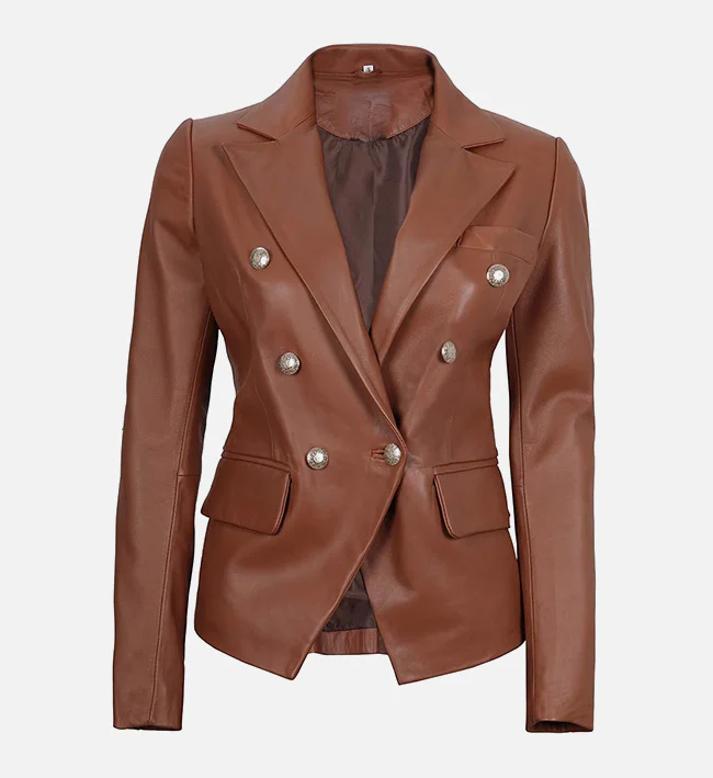 Elegant Womens Brown Leather Blazer