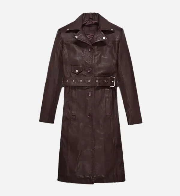 Womens Maroon Leather Coat – Elegant And Stylish