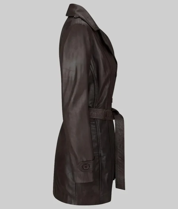 Chocolate brown leather outerwear women