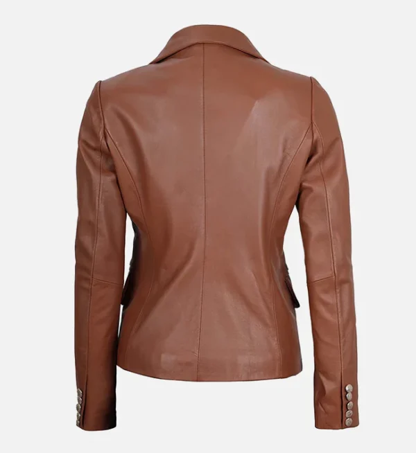 Classic womens leather blazer brown