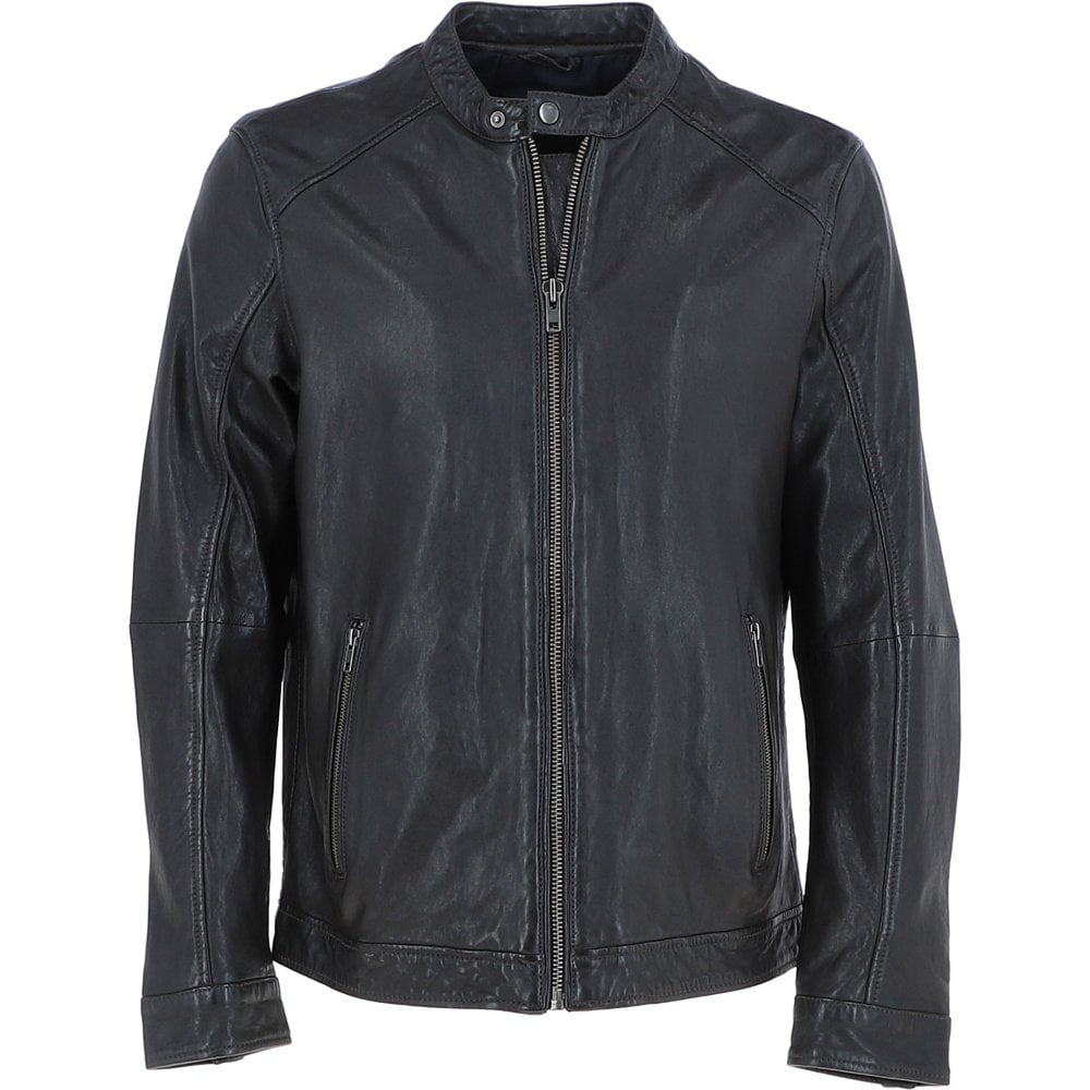 Classic Mens Black Leather Biker Jacket
