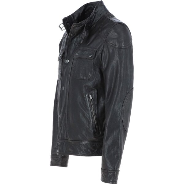 Durable leather motorbike coat men