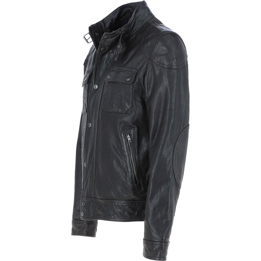 Mens Black Leather MotorBike Jacket