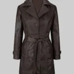 Womens Chocolate Brown Leather Coat – Stylish Design