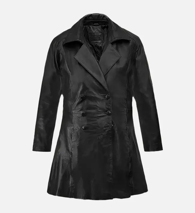 Womens Black Leather Coat