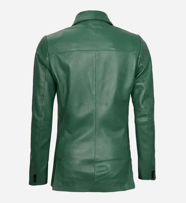 Elegant green leather blazer women