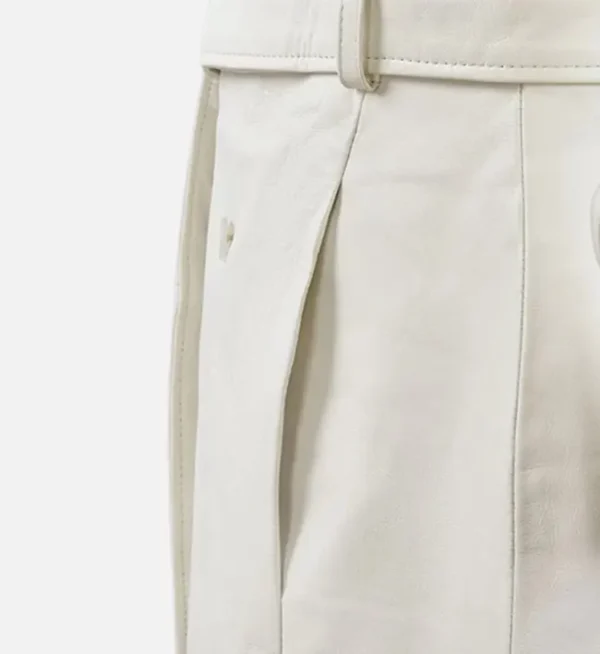 Elegant off white leather jacket women