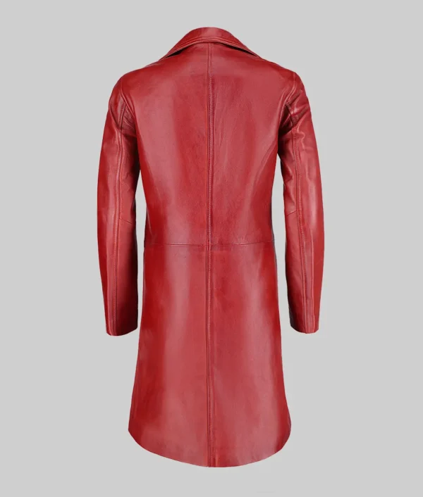 Fashion red leather coat women