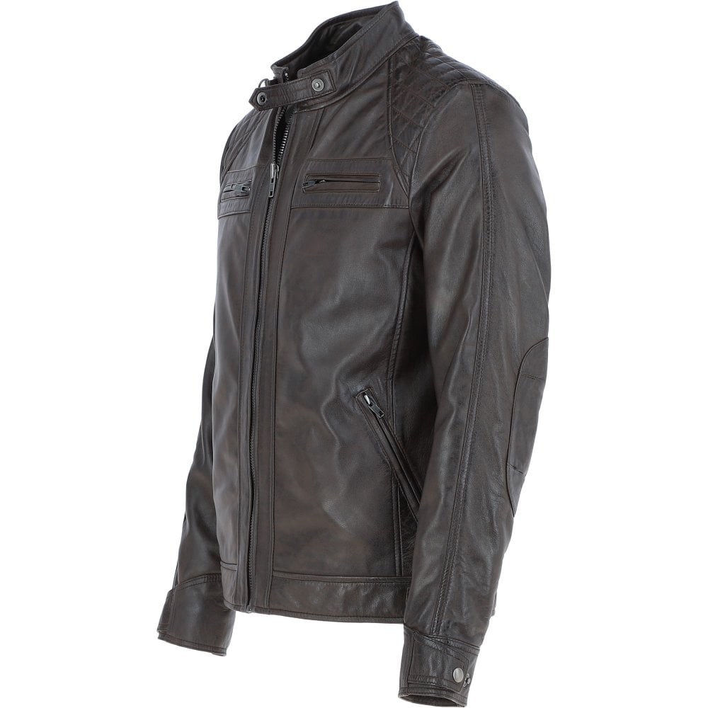 Dark Brown Leather Biker Jacket